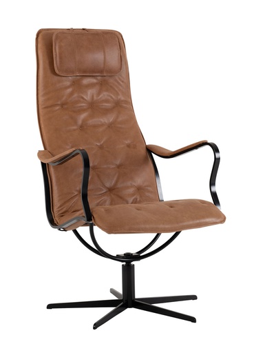 [BA-72407-5-/B2111] Nojatuoli Chic keinumekanismi, nahkaverhoilu, Cognac