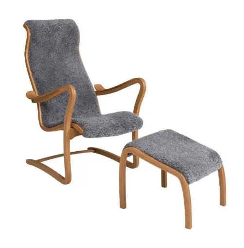 [BA-TORP-CH-OAKWAR-VILLA-/B636] Lepotuoli Torparen, tammi, lampaannahka, Grey